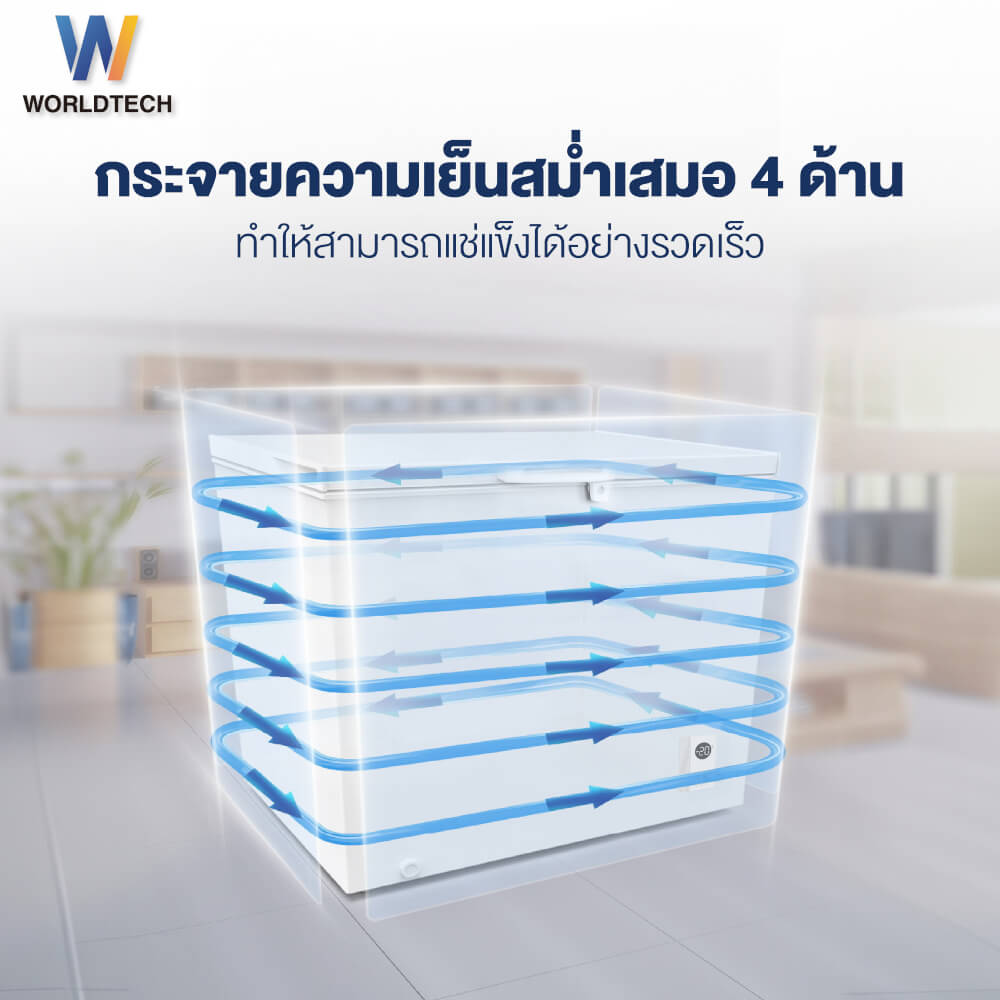 ตู้แช่ 2 ระบบ ELECTRIC WORLDTECH รุ่น WT-FZE300 ขนาด 10 คิว ความจุ 299 ลิตร สีขาว
