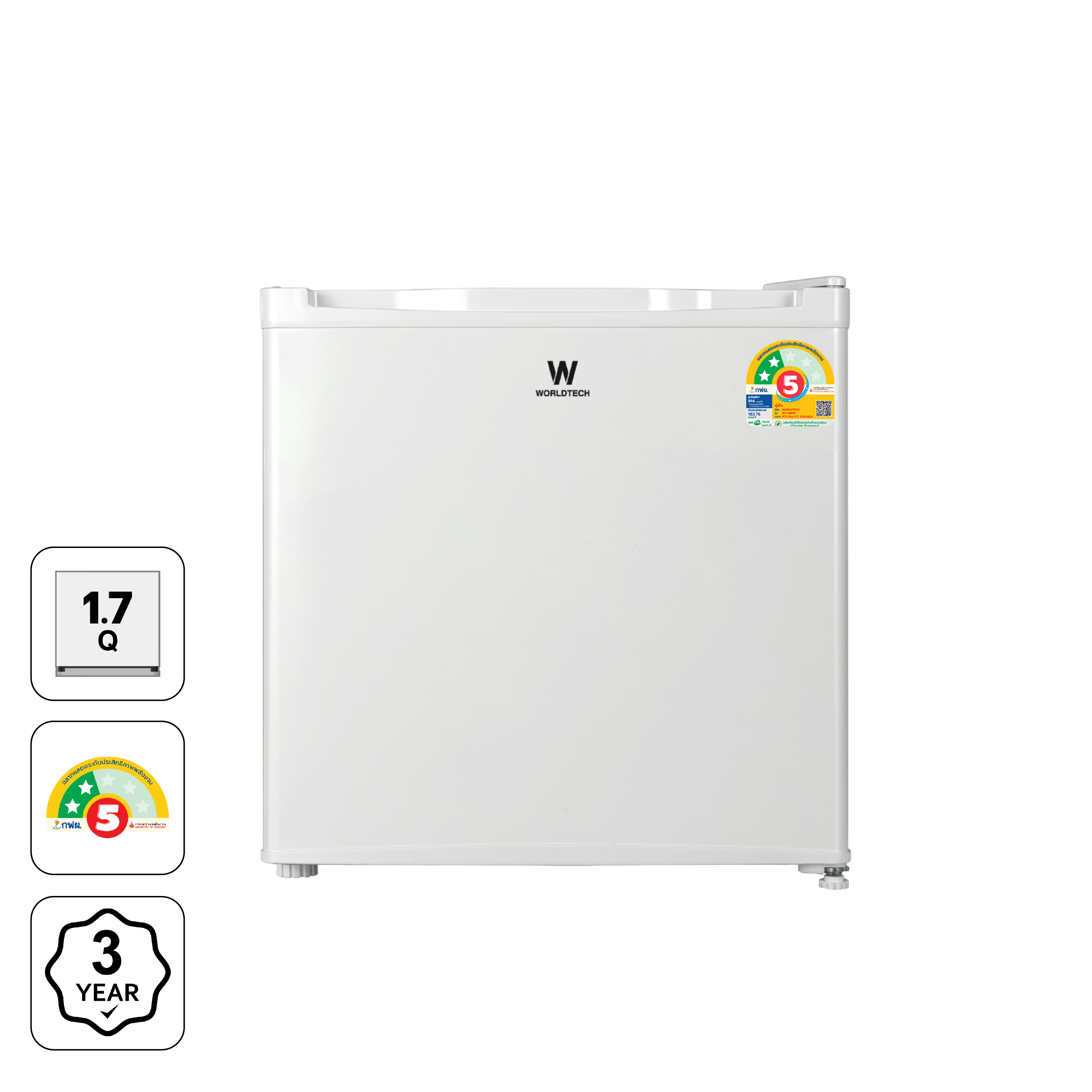 ตู้เย็น มินิบาร์ WORLDTECH รุ่น WT-MB48 ขนาด  1.7 คิว ความจุ 46 ลิตร สีขาว