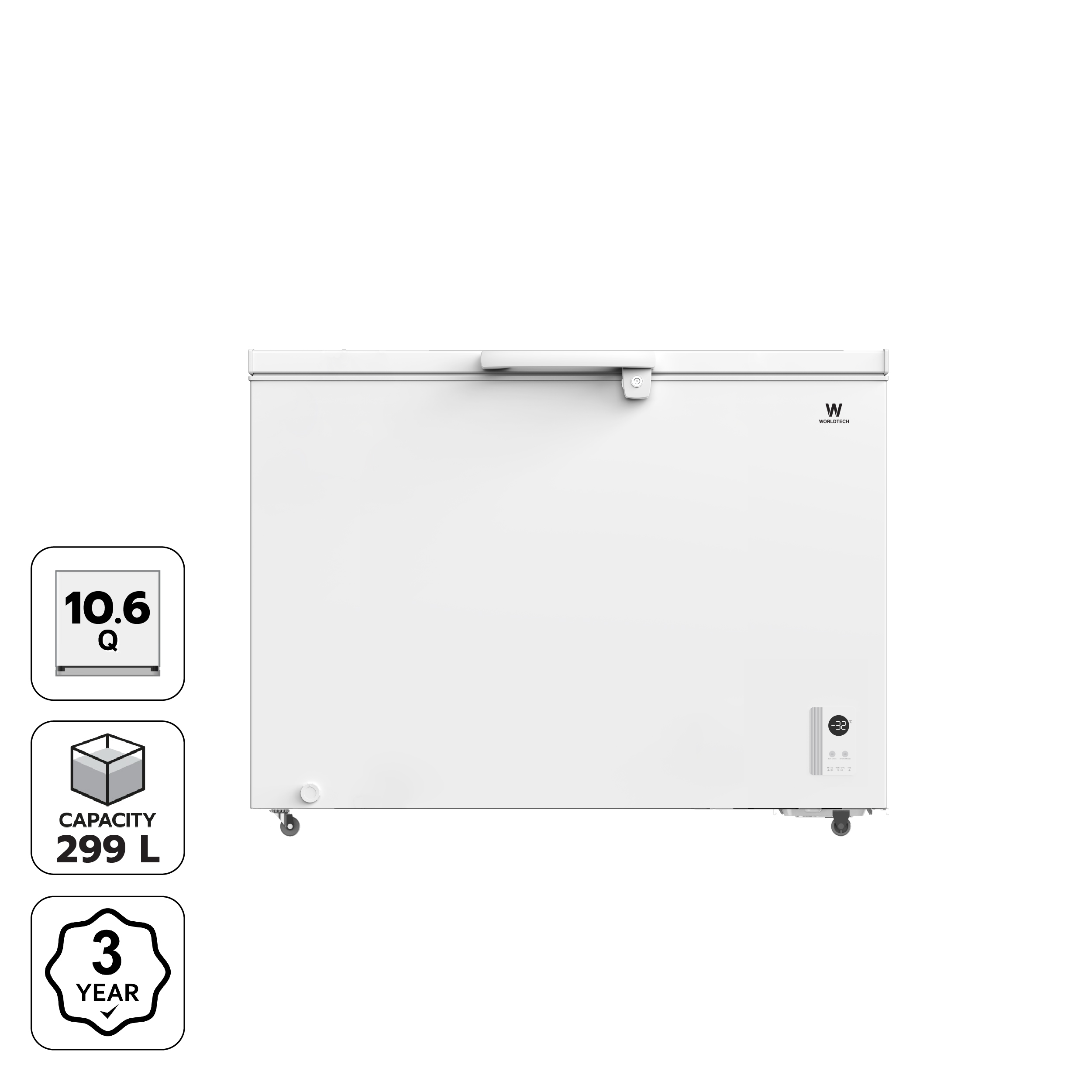 ตู้แช่ 2 ระบบ ELECTRIC WORLDTECH รุ่น WT-FZE300 ขนาด 10 คิว ความจุ 299 ลิตร สีขาว_0