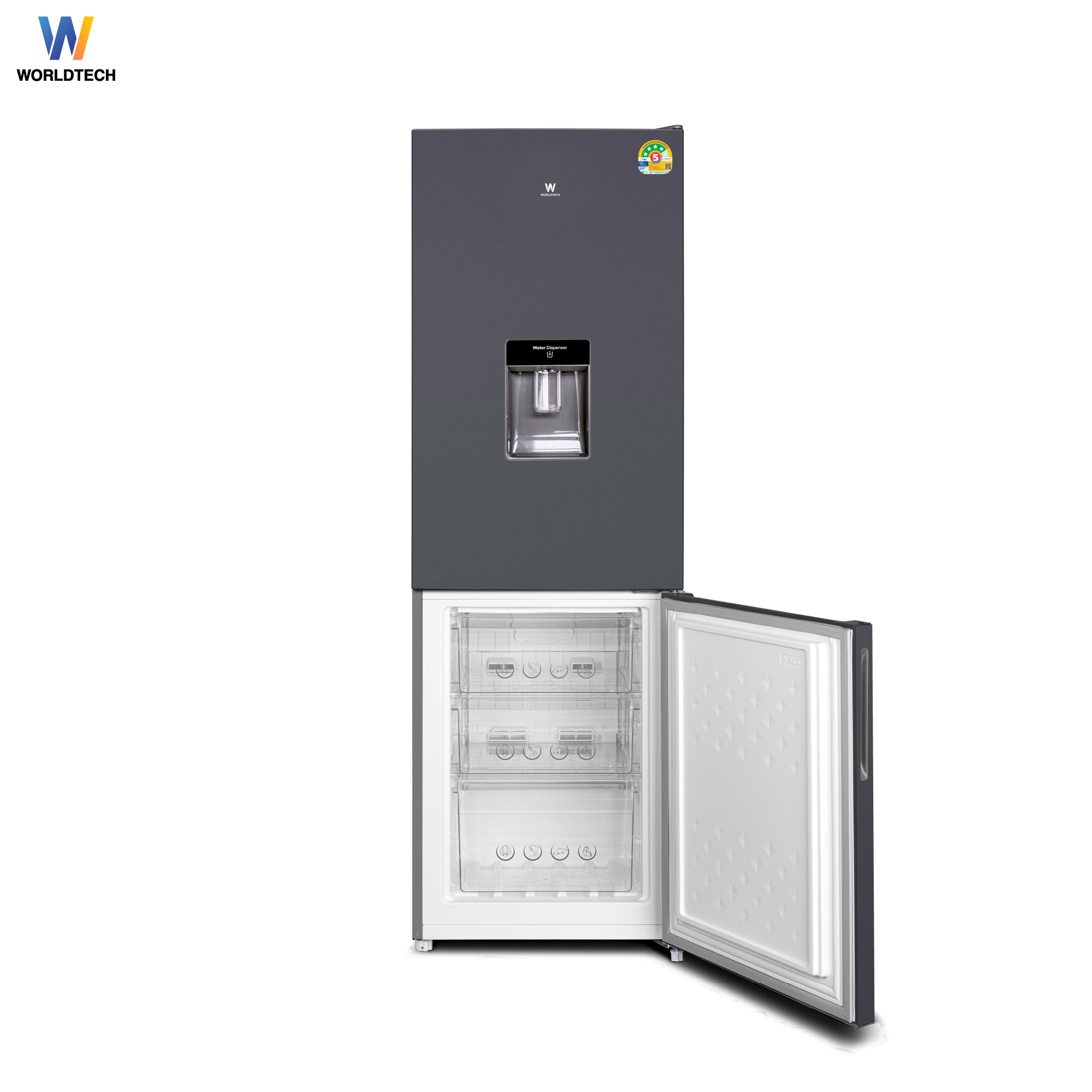 ตู้เย็น 2 ประตู WORLDTECH รุ่น WT-MRF-236W ขนาด 8.2 คิว ความจุ 231 ลิตร สีเงิน_2