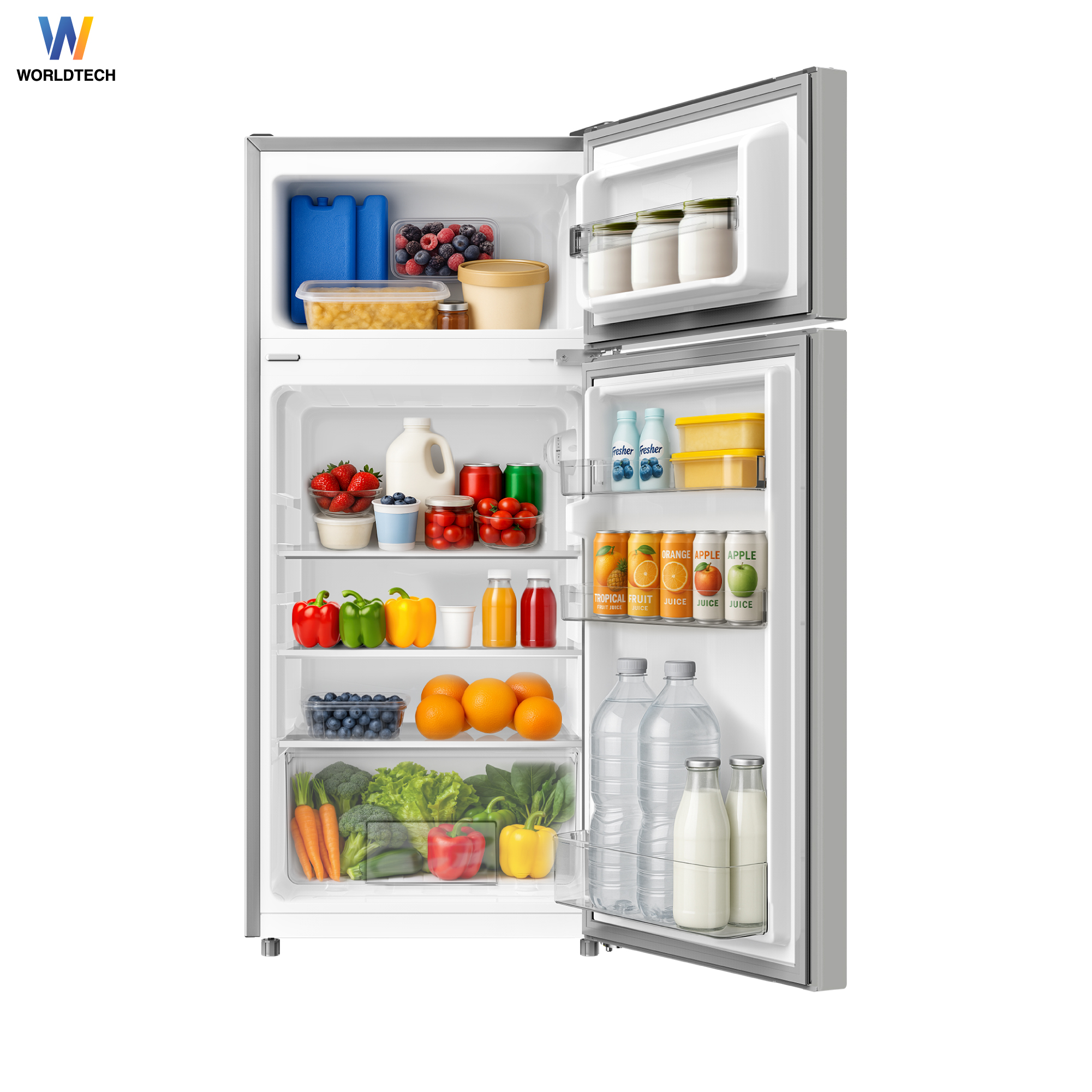 ตู้เย็น 2 ประตู WORLDTECH รุ่น WT-MRF-112 ขนาด 4 คิว ความจุ 112 ลิตร สีเงิน_3