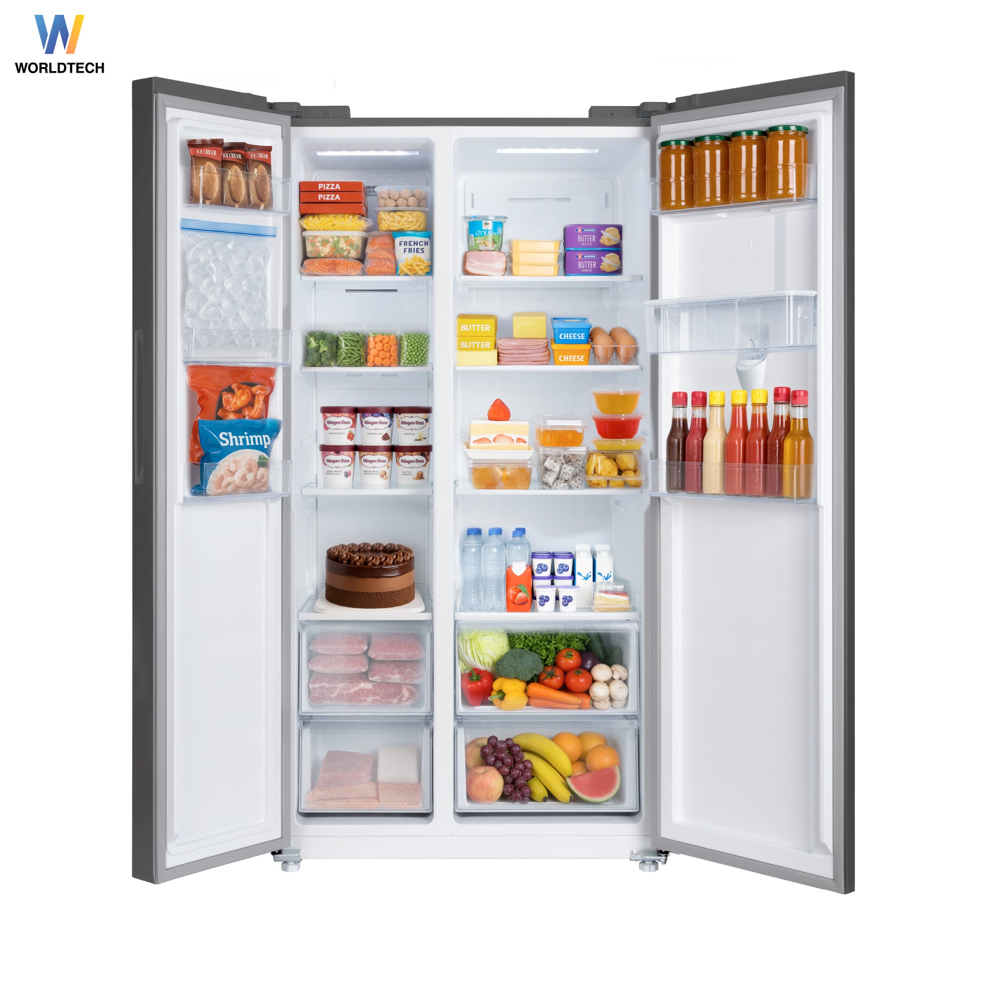 ตู้เย็น SIDE BY SIDE WORLDTECH รุ่น WT-MRF-560W_SIL ขนาด 18.6 คิว ความจุ 525 ลิตร สีเงิน_4