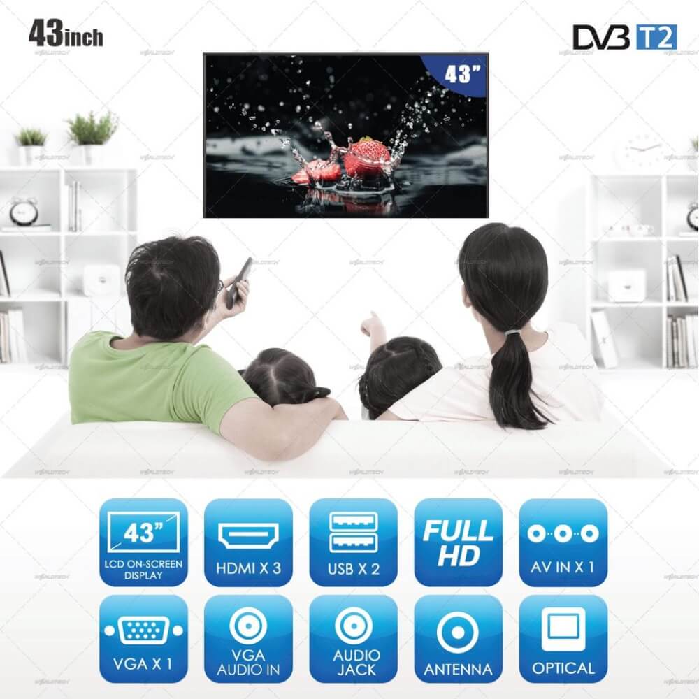 แอลอีดีทีวี 43 นิ้ว Smart WORLDTECH รุ่น WTTVSM43FHD210000A