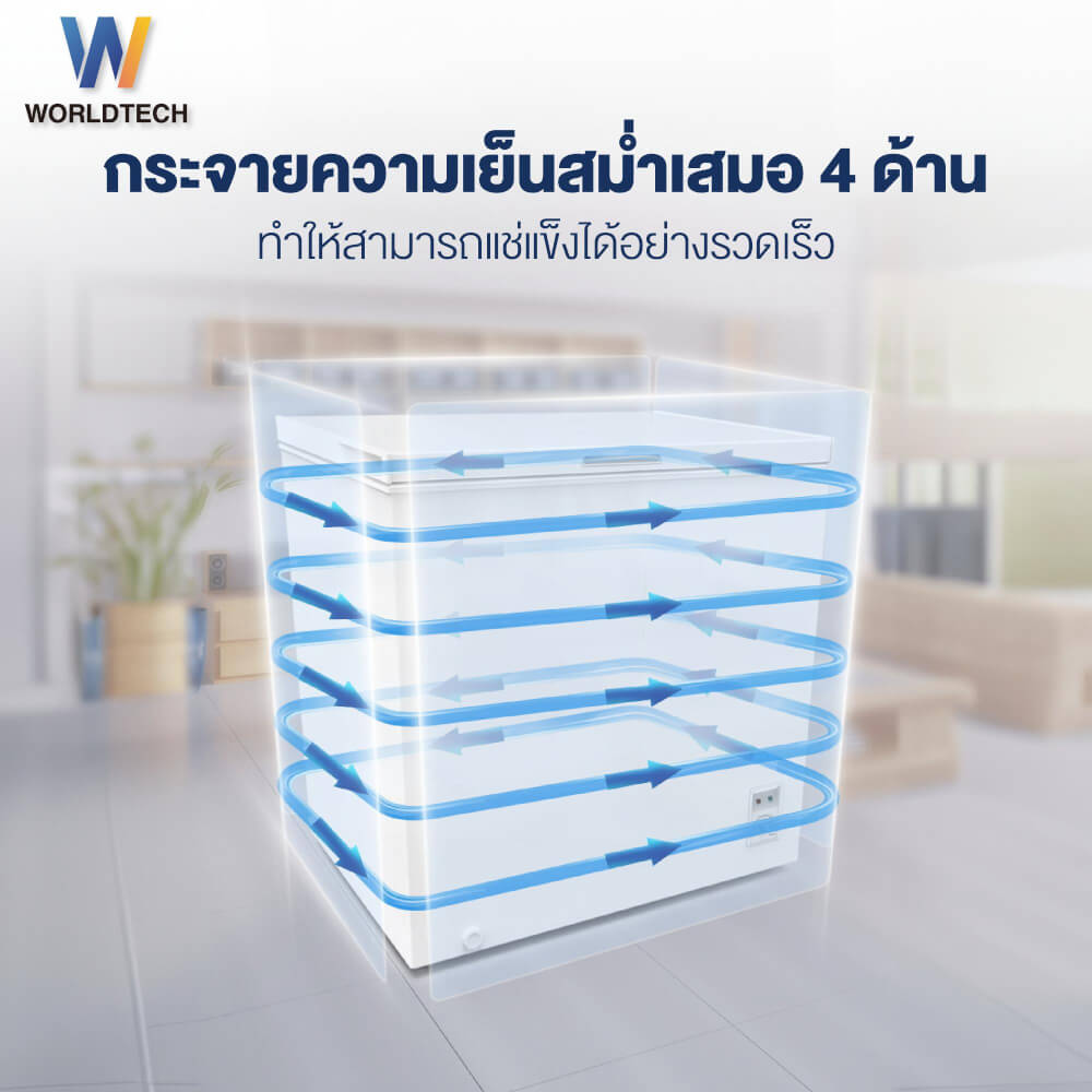  ตู้แช่ 2 ระบบ WORLDTECH รุ่น WT-FZ200 ขนาด 7 คิว ความจุ 199 ลิตร สีขาว