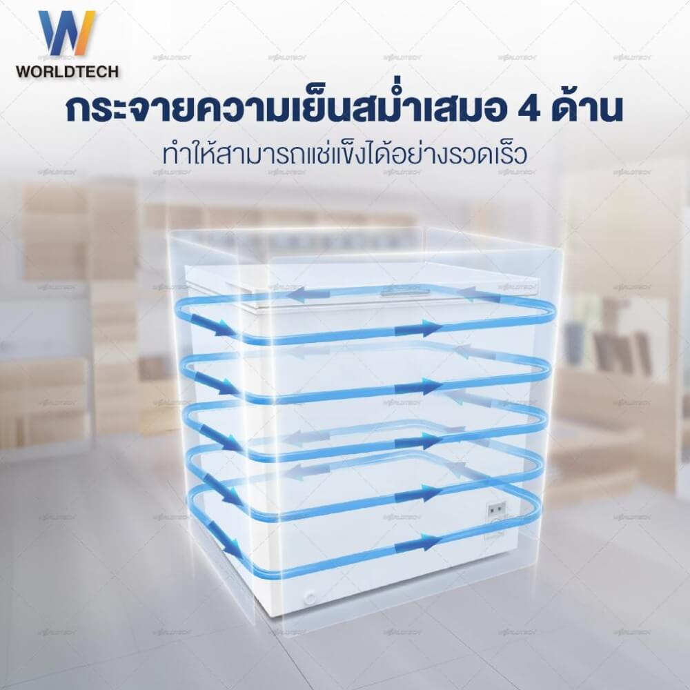  ตู้แช่ 2 ระบบ WORLDTECH รุ่น WT-FZ100 ขนาด 3.5 คิว ความจุ 99 ลิตร สีขาว