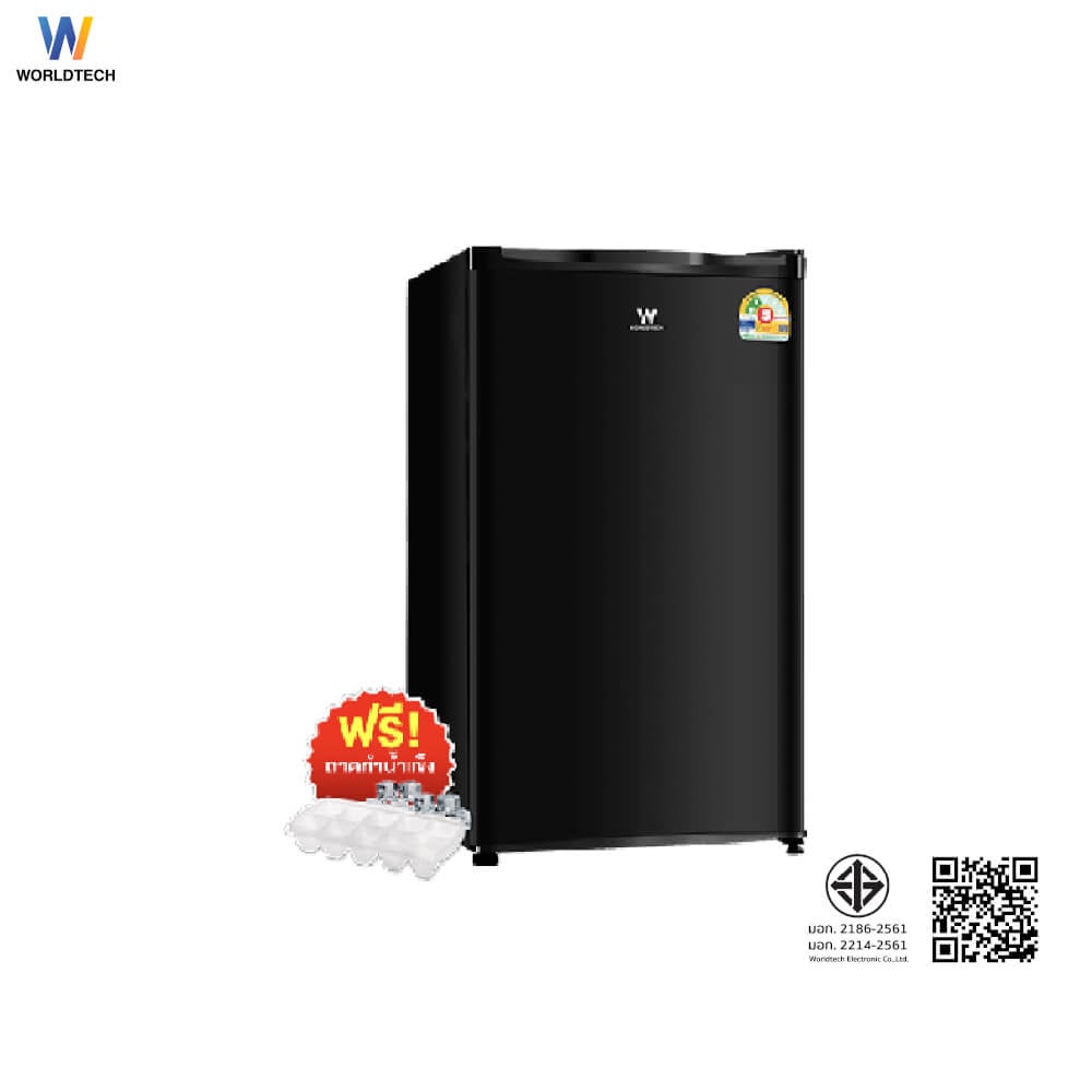 ตู้เย็น 1 ประตู WORLDTECH รุ่น WT-RF101 ขนาด 3.3 คิว ความจุ 92 ลิตร (สีดำ)  