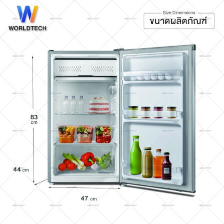 ตู้เย็น 1 ประตู WORLDTECH รุ่น WT-RF101 ขนาด 3.3 คิว ความจุ 92 ลิตร (สีขาว)  _5