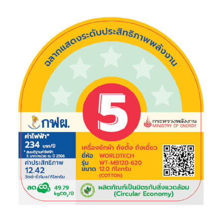 เครื่องซักผ้าฝาบน WORLDTECH รุ่น WT-MB120-620 ขนาด 12KG. สีเทา-ดำ_9