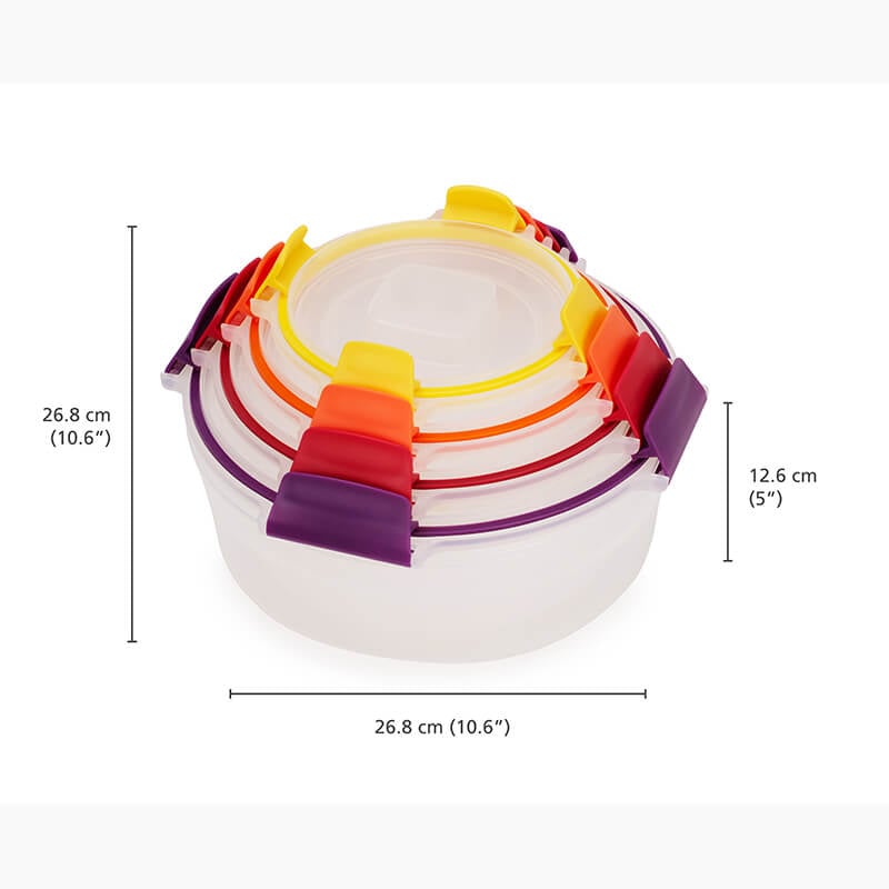 กล่องเก็บอาหารทรงกลม JOSEPH JOSEPH คละไซส์ 4 ชิ้น รุ่น NEST LOCK RND N1000015