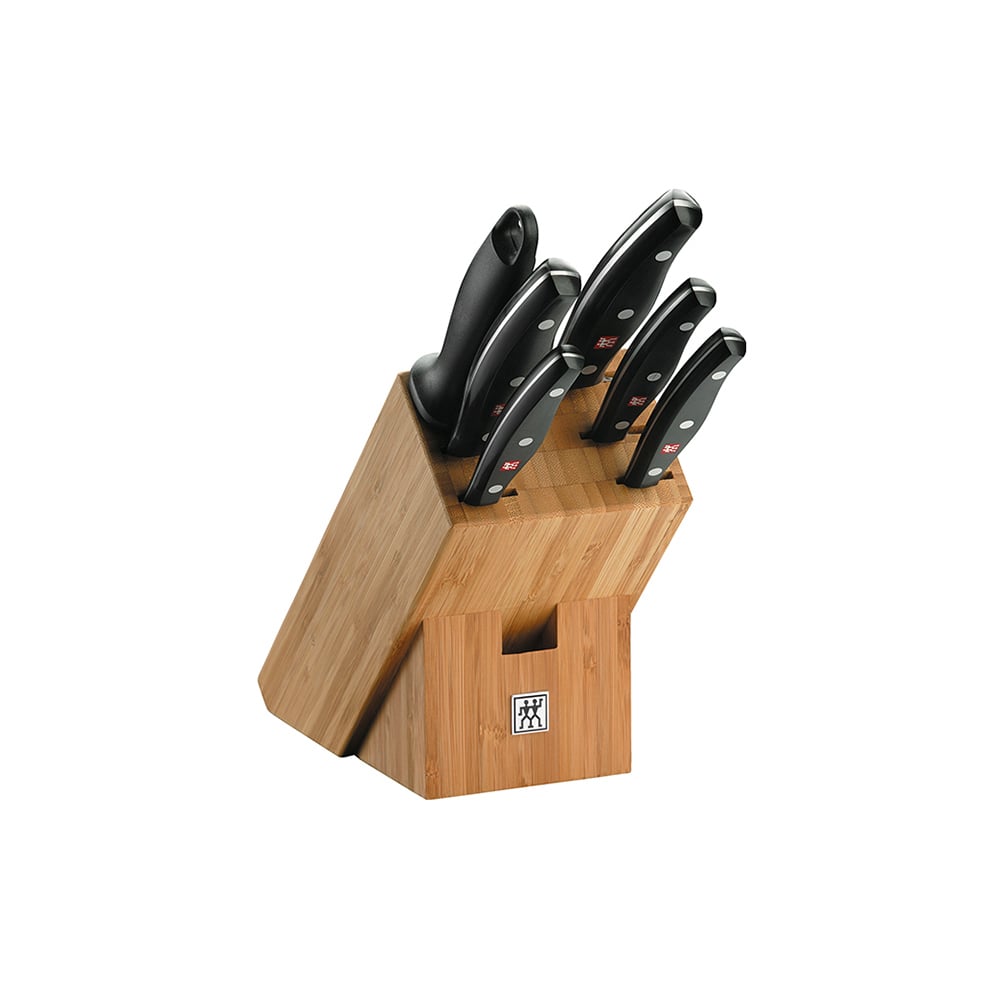 ชุดมีดสแตนเลสสตีลพร้อมบล็อกมีดไม้ ZWILLING รุ่น TWIN POLLUX  มีความคมและทนทาน เซท 7 ชิ้น สีเงิน ด้ามสีดำ  N30756200_0