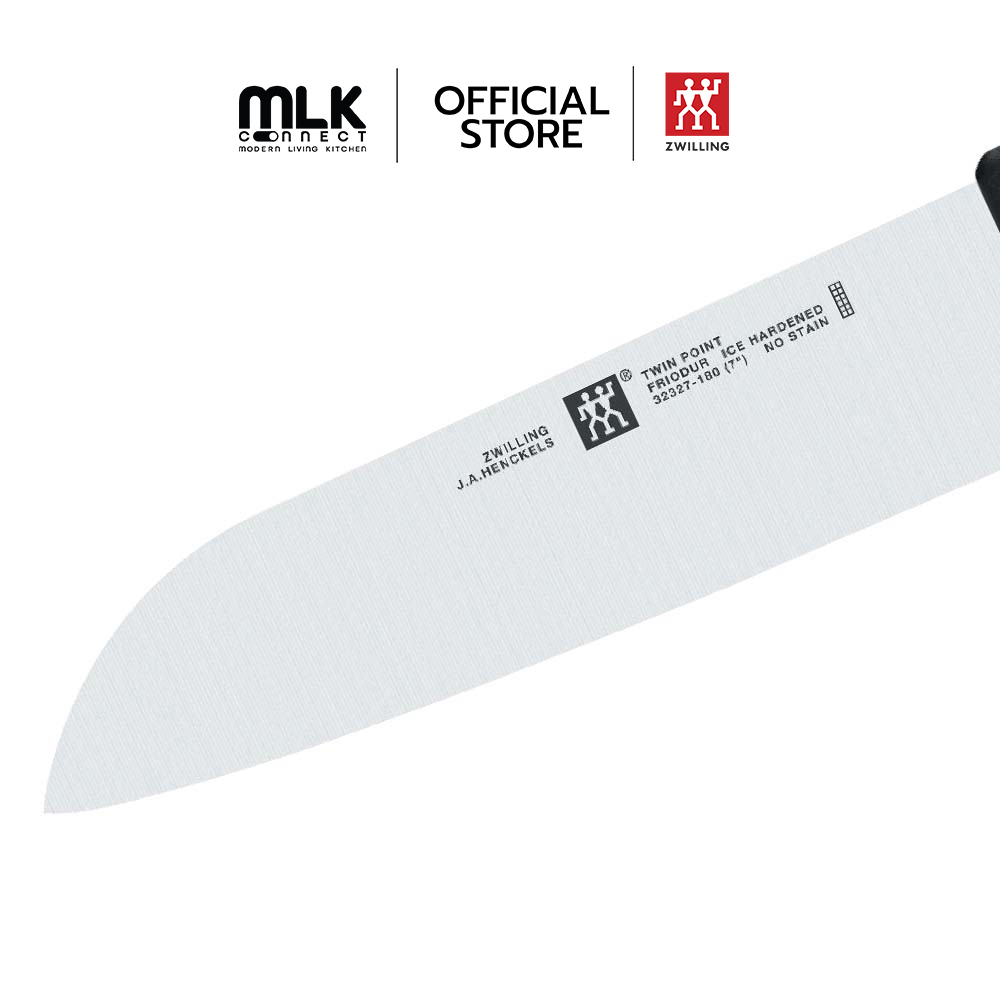 มีดซันโตกุสแตนเลสสตีล ZWILLING รุ่น Twin Point มีความคมและทนทาน  180 มม. สีเงิน  ด้ามสีดำ  N32327181_1