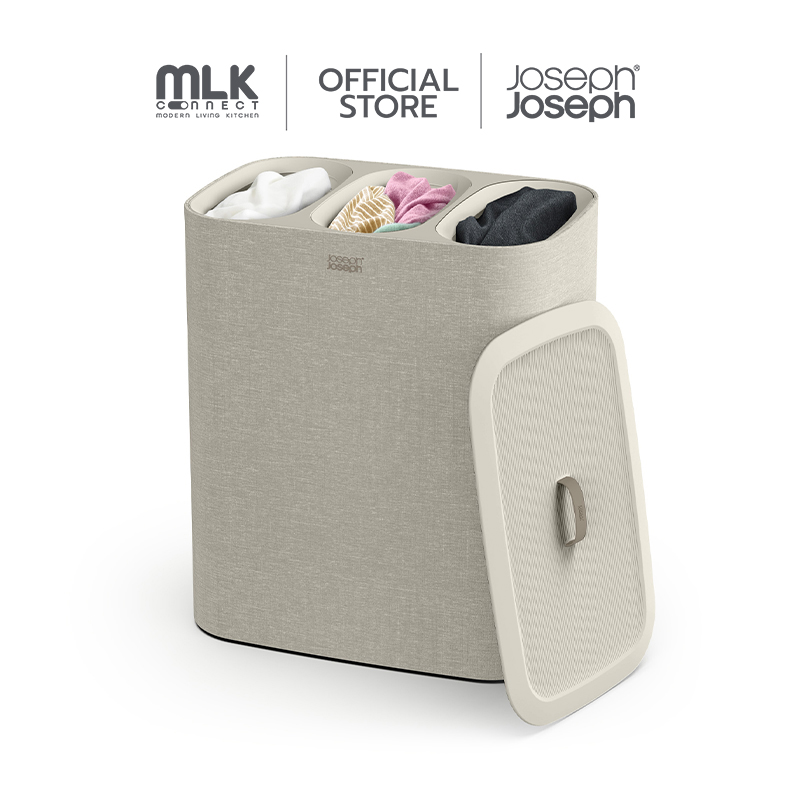 ตะกร้าผ้า 3 ช่อง สำหรับแยกประเภทผ้าหรือสีผ้า Joseph Joseph รุ่น Tota สี Ecru ความจุ 90L N50021_1