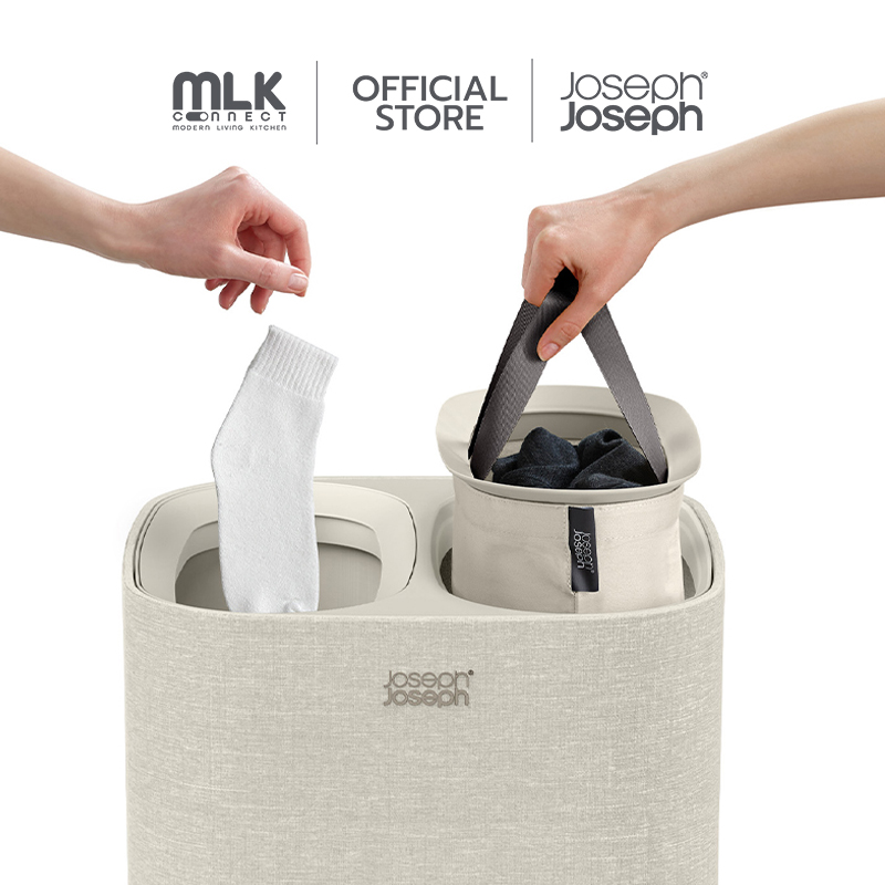 ตะกร้าผ้า 2 ช่อง สำหรับแยกประเภทผ้าหรือสีผ้า Joseph Joseph รุ่น Tota สี Ecru ความจุ 60L N50019_1