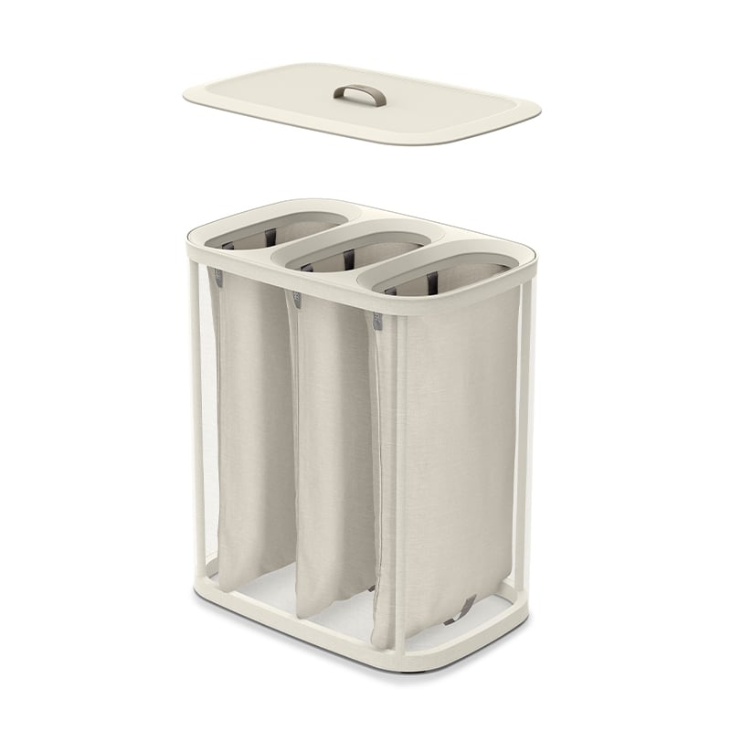 ตะกร้าผ้า 3 ช่อง สำหรับแยกประเภทผ้าหรือสีผ้า Joseph Joseph รุ่น Tota สี Ecru ความจุ 90L N50021_3