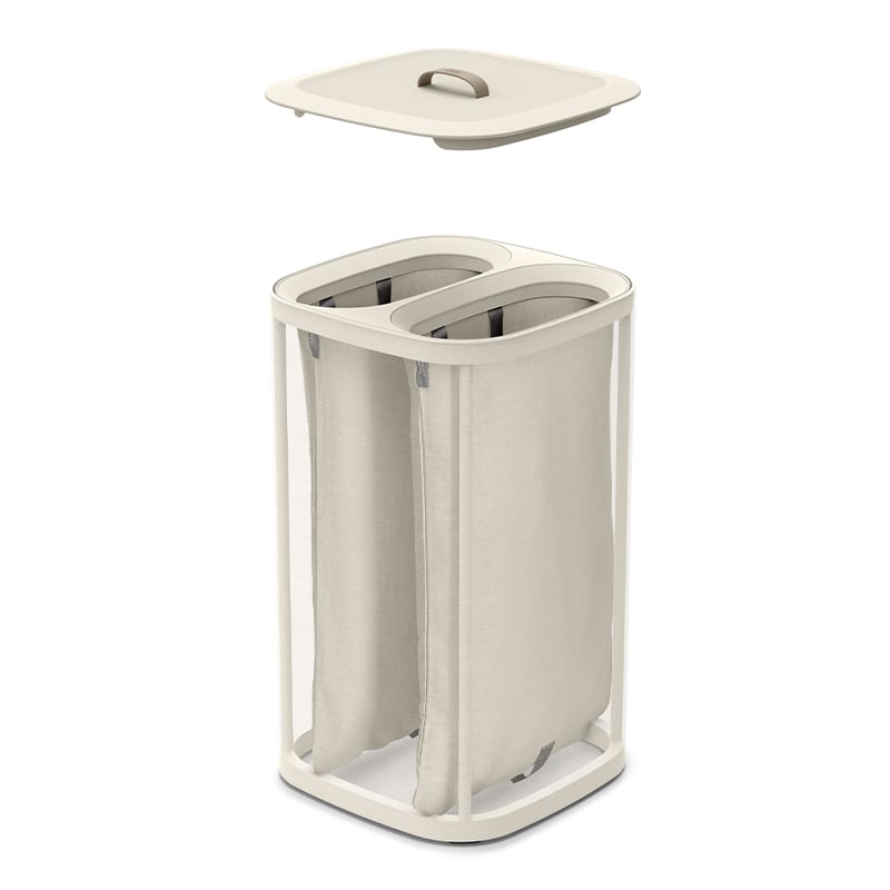 ตะกร้าผ้า 2 ช่อง สำหรับแยกประเภทผ้าหรือสีผ้า Joseph Joseph รุ่น Tota สี Ecru ความจุ 60L N50019_3