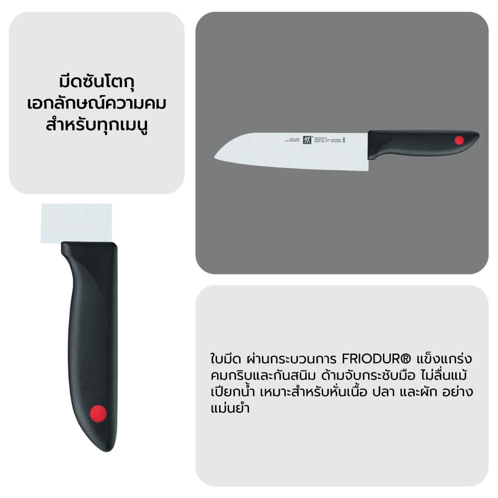 มีดเล็กสแตนเลสสตีล ZWILLING รุ่น Twin Point มีความคมและทนทาน  80 มม สีเงิน ด้ามสีดำ N32320081