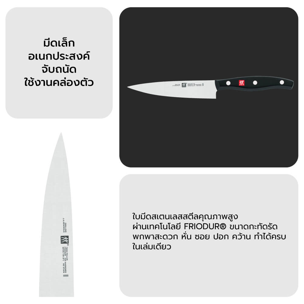 มีดเล็กสแตนเลสสตีล ZWILLING รุ่น Twin Pollux มีความคมและทนทาน 130 มม. สีเงิน ด้ามสีดำ N30725130