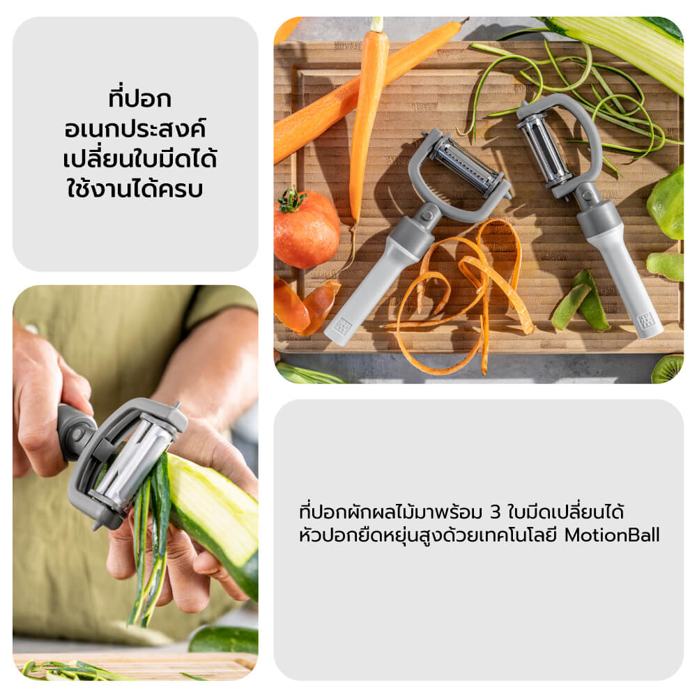 ที่ปอกสแตนเลส ZWILLING ด้ามจับพลาสติก 5-in-1 peeler สีเทา N36610005