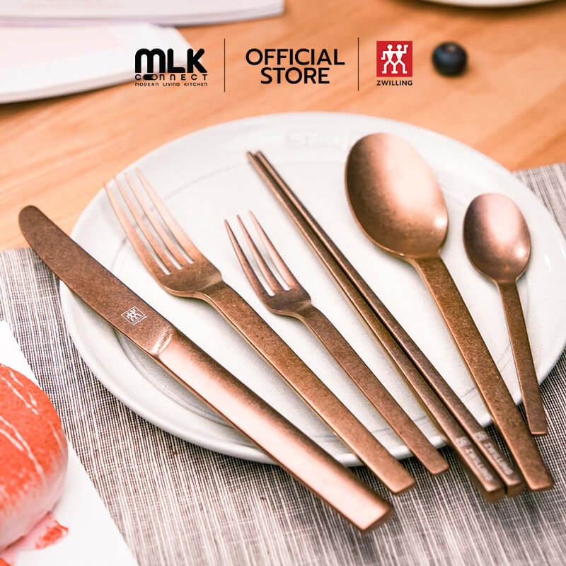 ชุดช้อนส้อมตะเกียบสแตนเลสสตีล ทนทาน 24 ชิ้น ZWILLING  สีโรสโกลด์ N07125424