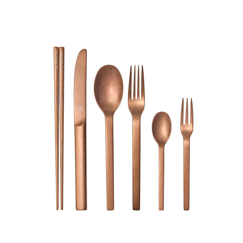 ชุดช้อนส้อมตะเกียบสแตนเลสสตีล ทนทาน 24 ชิ้น ZWILLING  สีโรสโกลด์ N07125424