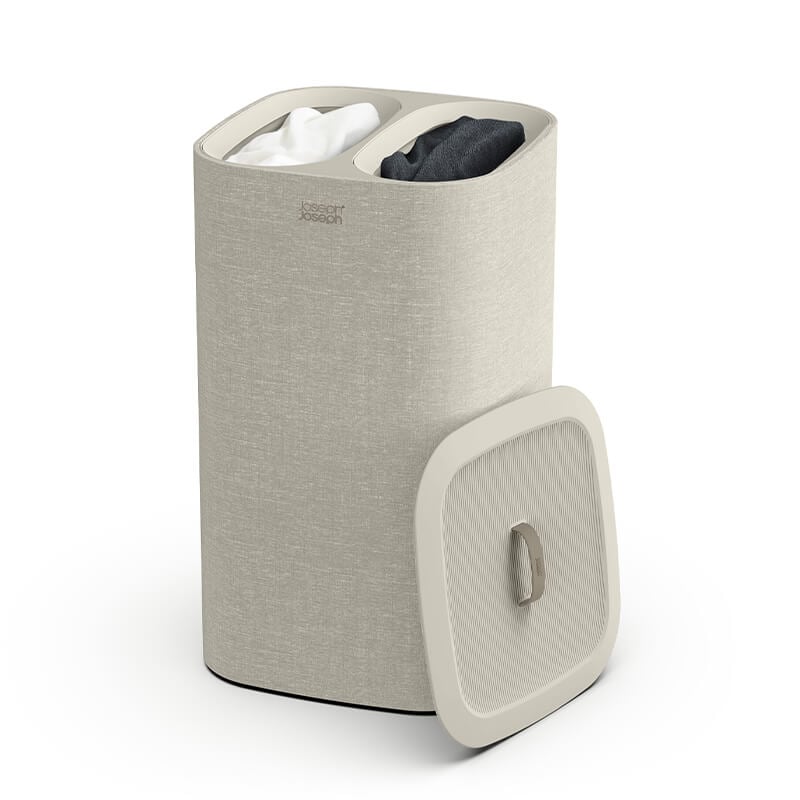 ตะกร้าผ้า 2 ช่อง สำหรับแยกประเภทผ้าหรือสีผ้า Joseph Joseph รุ่น Tota สี Ecru ความจุ 60L N50019