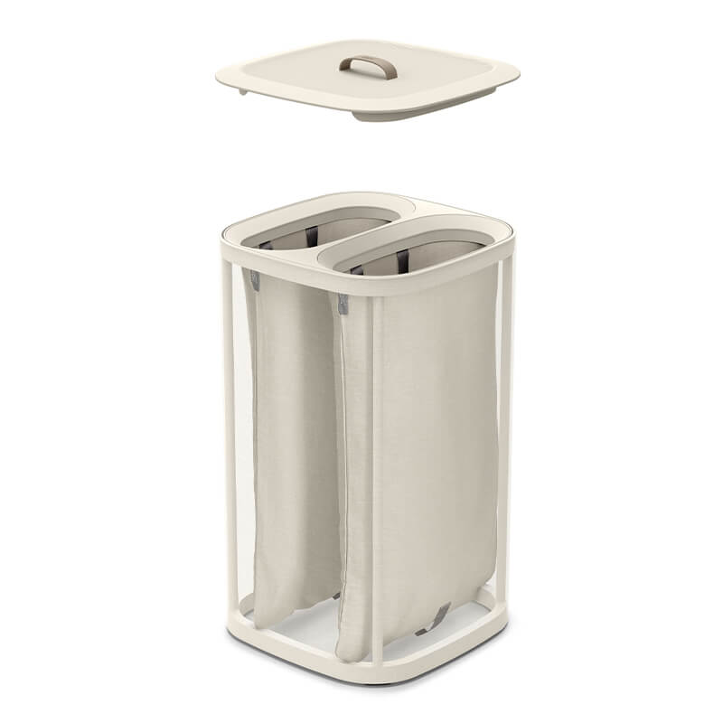 ตะกร้าผ้า 2 ช่อง สำหรับแยกประเภทผ้าหรือสีผ้า Joseph Joseph รุ่น Tota สี Ecru ความจุ 60L N50019