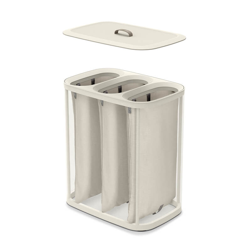 ตะกร้าผ้า 3 ช่อง สำหรับแยกประเภทผ้าหรือสีผ้า Joseph Joseph รุ่น Tota สี Ecru ความจุ 90L N50021