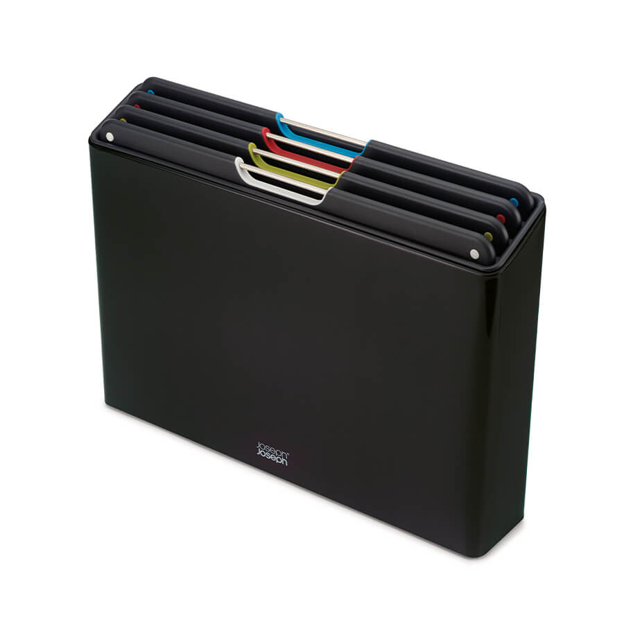 ชุดเขียง 4 ชิ้น พร้อมแท่นเก็บทำจากสแตนเลส Joseph Joseph รุ่น Folio สี Carbon Black N60171