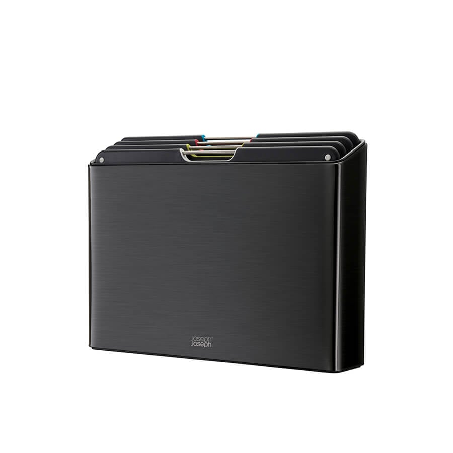 ชุดเขียง 4 ชิ้น พร้อมแท่นเก็บทำจากสแตนเลส Joseph Joseph รุ่น Folio สี Carbon Black N60171