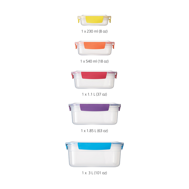 ชุดกล่องเก็บอาหาร 5 ชิ้น 5 ไซซ์ Joseph Joseph รุ่น Nest เก็บซ้อนกันได้ คละสี N81081_2