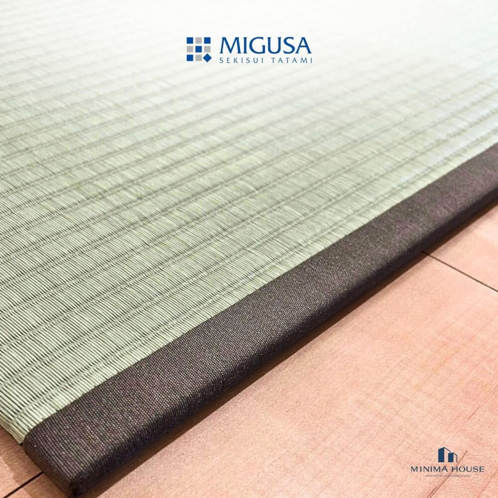 เสื่อทาทามิ HIKIME GREEN WITH BOARDER LATTE BROWN