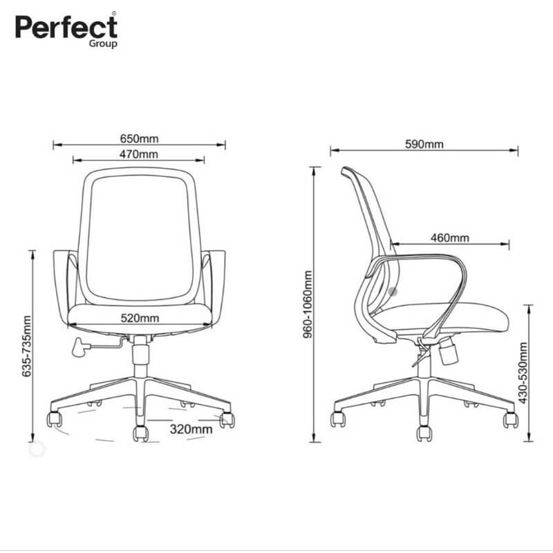 เก้าอี้ทำงานเพื่อสุขภาพ Perfect รุ่น CIRCLE สีดำ ตัวกลาง