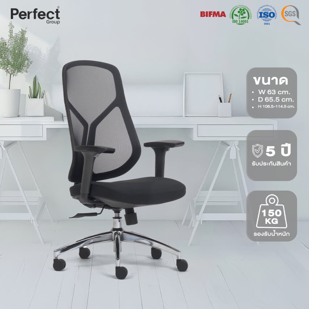 เก้าอี้ทำงานเพื่อสุขภาพ Perfect SWAN SERIES รุ่น 503BB สีดำ