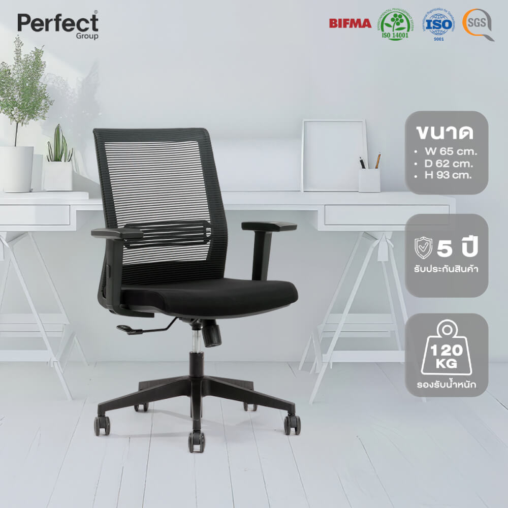 เก้าอี้ทำงานเพื่อสุขภาพ Perfect รุ่น 6042B สีดำ