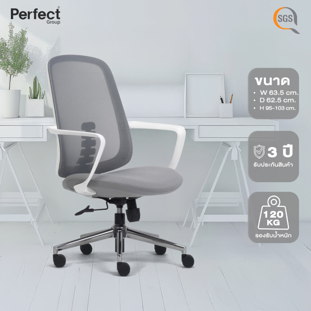 เก้าอี้ทำงานเพื่อสุขภาพ Perfect DRAGONFLY SERIES  รุ่น 501 สีเทา ตัวกลาง