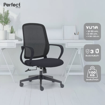 เก้าอี้ทำงานเพื่อสุขภาพ Perfect รุ่น CIRCLE สีดำ ตัวกลาง_2