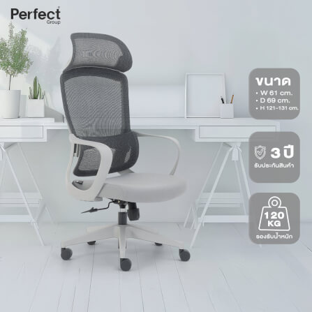 เก้าอี้ทำงานเพื่อสุขภาพ Perfect รุ่น CIRCLE สีเทา ตัวสูง_6