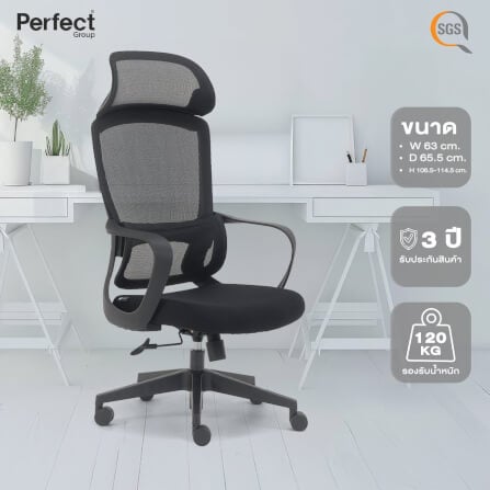 เก้าอี้ทำงานเพื่อสุขภาพ Perfect รุ่น CIRCLE สีดำ ตัวสูง_6