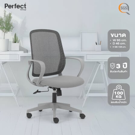เก้าอี้ทำงานเพื่อสุขภาพ Perfect รุ่น CIRCLE สีเทา ตัวกลาง_6