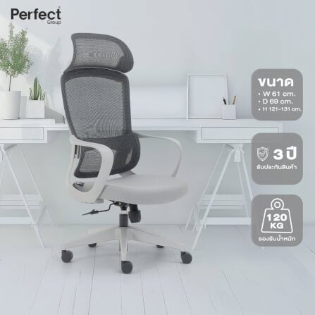 เก้าอี้ทำงานเพื่อสุขภาพ Perfect รุ่น CIRCLE สีเทา ตัวสูง_7