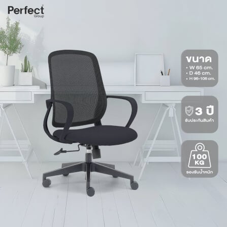 เก้าอี้ทำงานเพื่อสุขภาพ Perfect รุ่น CIRCLE สีดำ ตัวกลาง_8