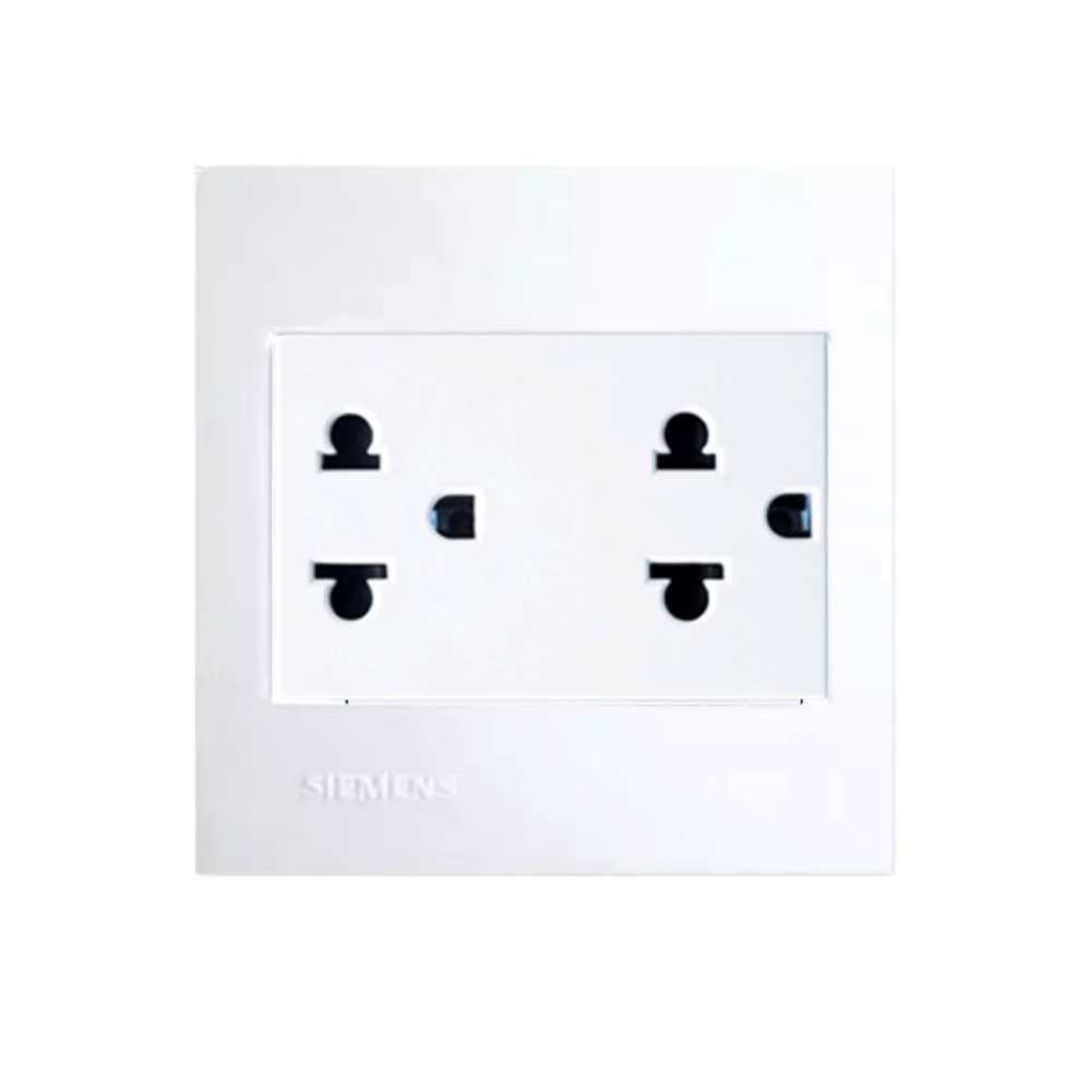 ชุดเต้ารับคู่ 3 ขา มีกราวด์ SIEMENS ขนาด 86MM สีขาว DELTA AZIO SERIES