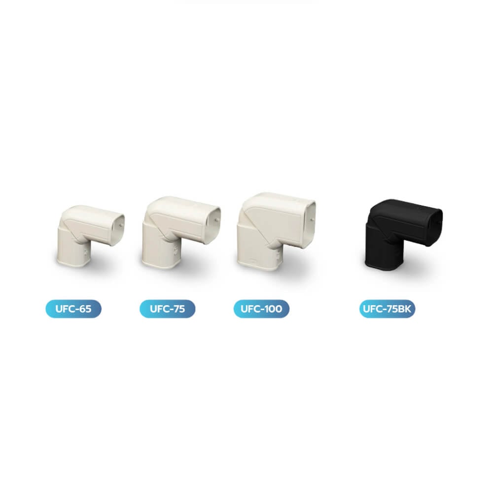 อุปกรณ์ข้องอปรับได้ รางครอบท่อแอร์ UFC-75BK (75 มม.) FLEXIBLE CORNER 90°-45° UPC UPVC DUCT LINER_2