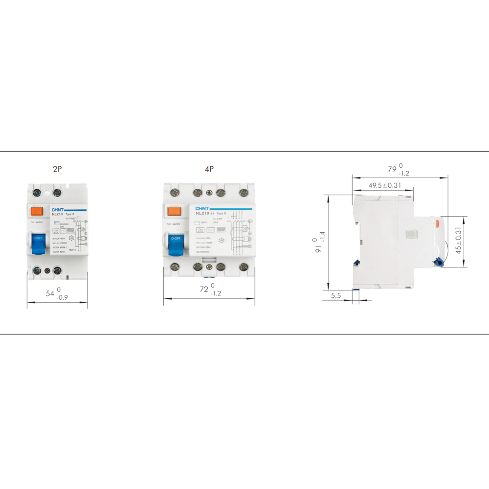 เบรคเกอร์กันดูด 40 แอมป์ 1P+N 2 โพล 30MA 10KA CHINT RCCB NL210 TYPE B (FOR EV)_4