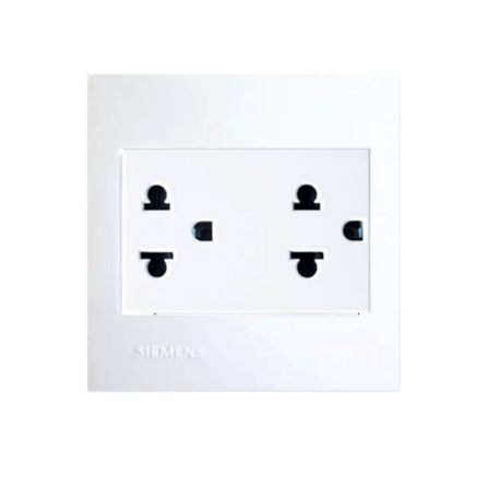 ชุดเต้ารับคู่ 3 ขา มีกราวด์ SIEMENS ขนาด 86MM สีขาว DELTA AZIO SERIES_0