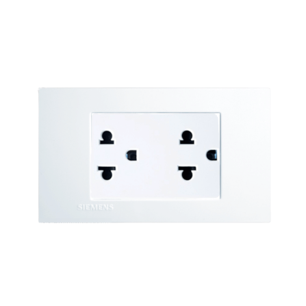 ชุดเต้ารับคู่ 3 ขา มีกราวด์และม่านนิรภัย SIEMENS ขนาด 120MM สีขาว DELTA AZIO SERIES_0