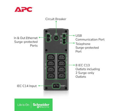 เครื่องสำรองไฟฟ้า APC 650VA 390 วัตต์ รุ่น BR650MI-3Y EASY UPS 6 ช่อง ป้องกัน ไฟตก ไฟเกิน_3