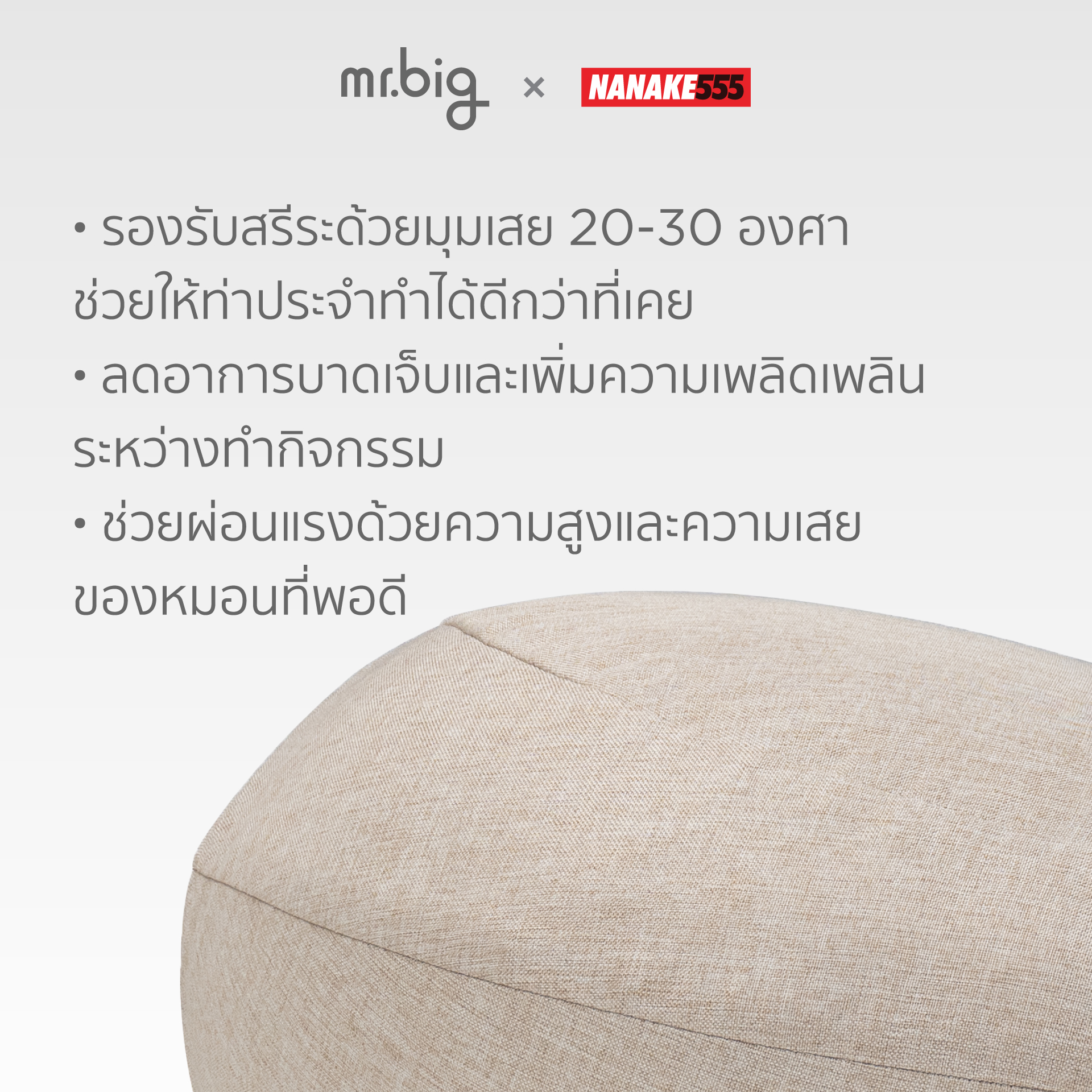หมอนเสย™ จาก MR.BIG X NANAKE555 รุ่น FIRM สีเทา_2
