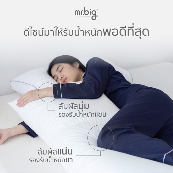 หมอนบอดี้ mr.big หมอนกอด Ergonomic 20x60 นิ้ว สีขาว_4