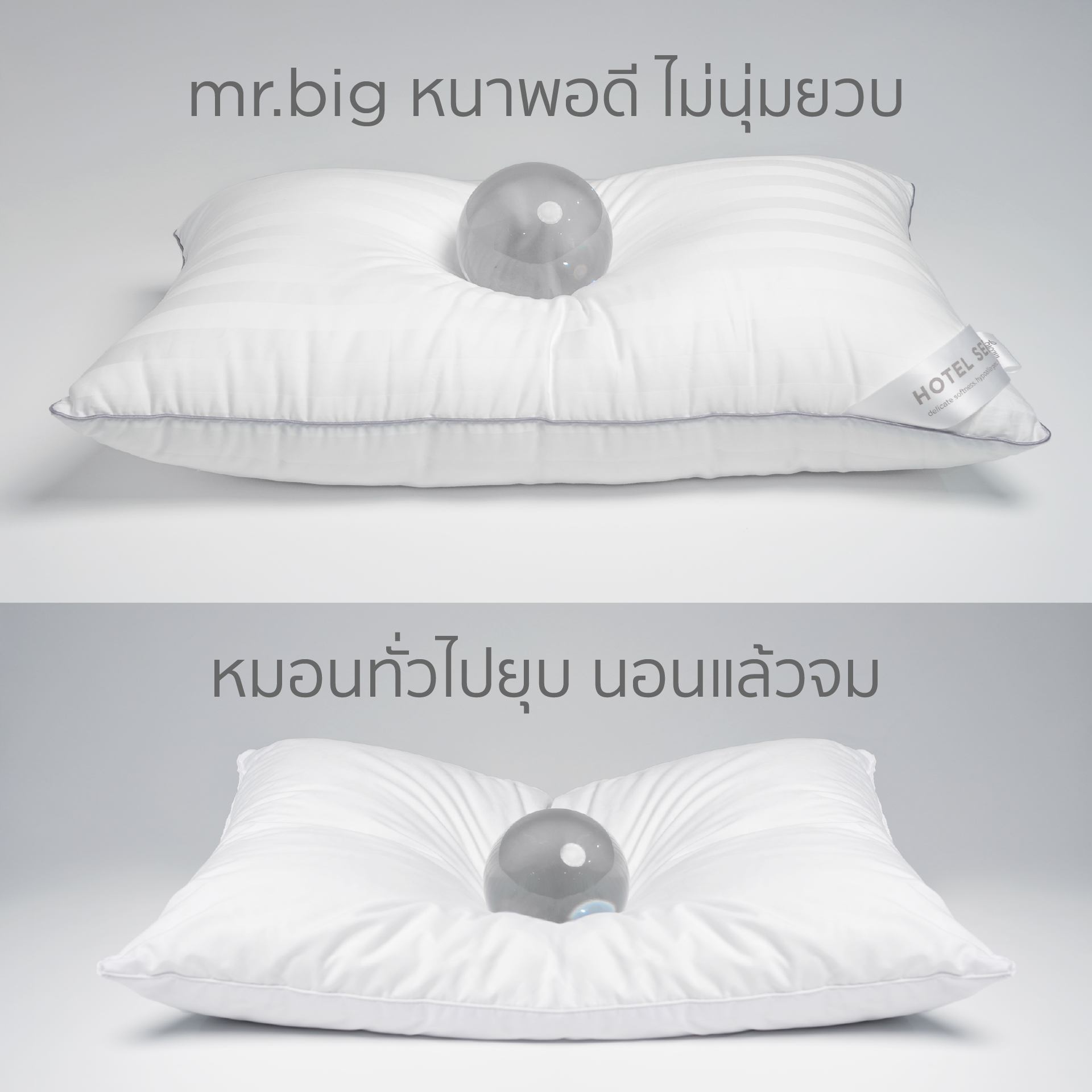 หมอนหนุน MR.BIG HOTEL SERIES TRADITION 19X29 IN 1000G แพ็คเดี่ยว 1 ใบ สีขาว_5